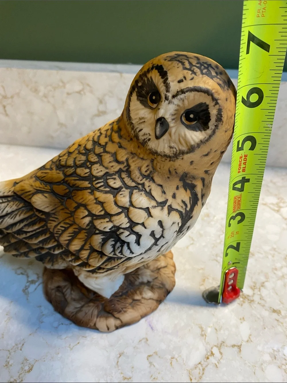 Vintage Barn Owl Bird Figurine - Brown and Cream